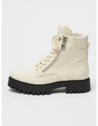 GUESS Ghete texturate de piele Fiona - Alb fildes