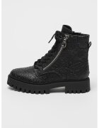 GUESS Ghete texturate de piele Fiona - Negru