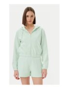 GUESS Hanorac crop cu fermoar din amestec de bumbac