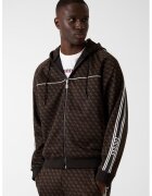 GUESS Hanorac cu fermoar si model monograma - pentru fitness - Maro inchis/Caramel