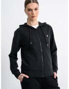 GUESS Hanorac din amestec de modal cu aplicatie logo discreta si fermoar - Negru