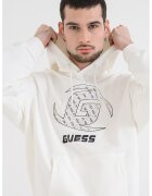 GUESS Hanorac lejer de bumbac pentru antrenament - Alb/Negru stins