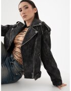 GUESS Jacheta biker de piele ecologica cu aspect decolorat - Negru stins
