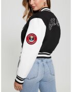 GUESS Jacheta bomber crop cu aplicatii - Alb/Negru