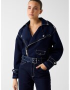 GUESS Jacheta din denim cu revere supradimensionate decupate - Bleumarin