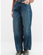GUESS JEANS Blugi crop Barrel - Albastru inchis