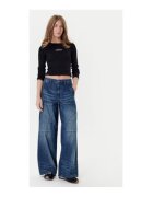 GUESS JEANS Bluza cu decolteu la baza gatului - Negru