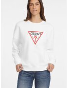 GUESS JEANS Bluza de trening cu croiala lejera - decolteu la baza gatului si logo - Alb