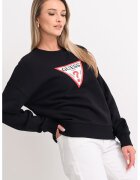 GUESS JEANS Bluza de trening cu croiala lejera - decolteu la baza gatului si logo - Negru