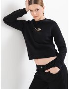 GUESS JEANS Bluza de trening cu decolteu la baza gatului - Negru