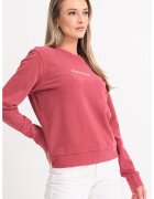 GUESS JEANS Bluza de trening cu decolteu la baza gatului si imprimeu logo - Rosu stins