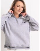 GUESS JEANS Bluza de trening cu fermoar scurt si guler - Gri melange