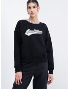 GUESS JEANS Bluza lejera de trening cu maneci cazute - Alb/Negru