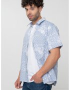 GUESS JEANS Camasa cu maneci scurte si imprimeu - Albastru prafuit/Albastru pal