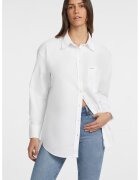 GUESS JEANS Camasa de bumbac cu buzunar aplicat si model uni - Alb optic
