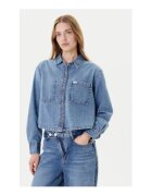 GUESS JEANS Camasa scurta din amestec de bumbac cu nasturi