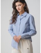 GUESS JEANS Camasa uni de bumbac cu guler clasic - Albastru deschis
