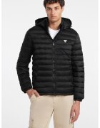 GUESS JEANS Geaca matlasata cu vatelina si gluga - Negru