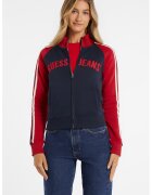 GUESS JEANS GUESS - Bluza de trening cu fermoar si broderie logo - Rosu/Bleumarin