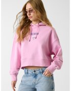 GUESS JEANS Hanorac crop cu broderie logo - Roz