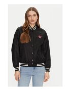 GUESS JEANS Jacheta bomber pentru femei - 100% poliamida - neagra -