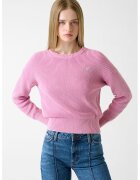 GUESS JEANS Pulover crop din bumbac - Roz