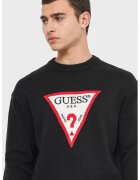 GUESS JEANS Pulover cu imprimeu logo - Alb/Negru
