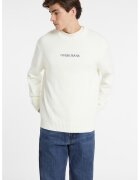 GUESS JEANS Pulover de bumbac cu broderie logo - Alb murdar