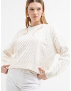 GUESS JEANS Pulover din amestec de lana cu model torsade - Alb