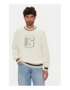 GUESS JEANS Pulover din bumbac cu decolteu la baza gatului si mansete cu model colorblock