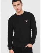 GUESS JEANS Pulover striat cu logo discret - Negru