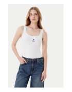 GUESS JEANS Top din amestec de bumbac cu bretele late si decolteu la baza gatului