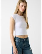 GUESS JEANS Tricou crop cu logo - Alb optic