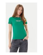 GUESS JEANS Tricou cu decolteu la baza gatului din amestec de bumbac organic si imprimeu
