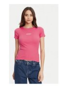 GUESS JEANS Tricou cu decolteu la baza gatului - Roz
