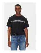 GUESS JEANS Tricou cu decolteu la baza gatului si dungi contrastante pe piept