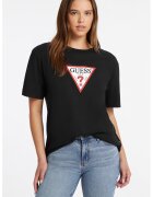 GUESS JEANS Tricou lejer cu decolteu la baza gatului - Negru