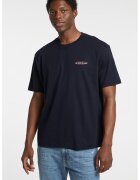 GUESS JEANS Tricou lejer cu imprimeu logo - Rosu/Alb optic/Bleumarin