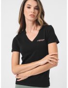 GUESS JEANS Tricou slim fit cu decolteu in V - Negru
