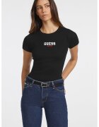 GUESS JEANS Tricou slim fit cu decolteu la baza gatului - Negru