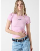 GUESS JEANS Tricou slim fit cu decolteu la baza gatului - Roz