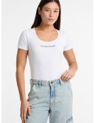 GUESS JEANS Tricou slim fit cu logo pe piept - Albastru ultramarin/Alb optic