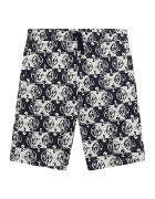GUESS KIDS Bermude de bumbac cu logo - Alb murdar/Gri antracit