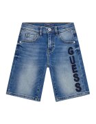 GUESS KIDS Bermude de denim cu logo brodat - Albastru prafuit