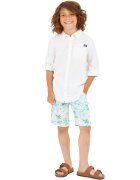 GUESS KIDS Bermude din amestec de in cu imprimeu tropical - Alb/Turcoaz