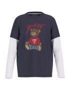 GUESS KIDS Bluza cu aspect 2-in-1 - Rosu/Albastru prafuit/Alb optic