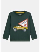 GUESS KIDS Bluza cu decolteu la baza gatului si imprimeu logo - Galben sofran/Verde englez/Alb optic