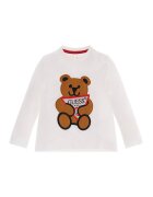GUESS KIDS Bluza cu decolteu la baza gatului si logo brodat - Alb/Maro scortisoara