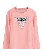 GUESS KIDS Bluza cu imprimeu logo si strasuri - Roz somon