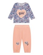GUESS KIDS Bluza cu model floral si pantaloni de trening relaxed-fit - 2 Piese - Roz somon/Albastru